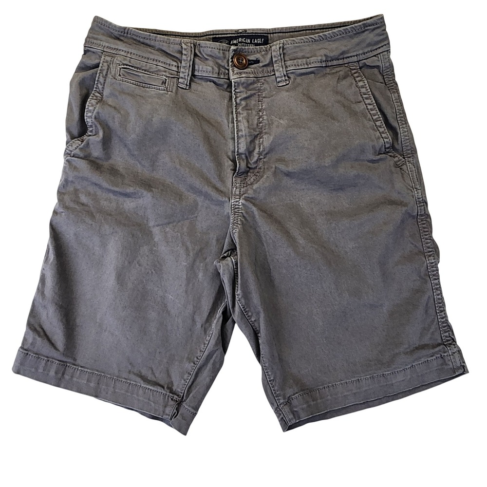 American Eagle Active Flex Classic Fit Chino Shorts Mens 30 Gray Cotton Stretch